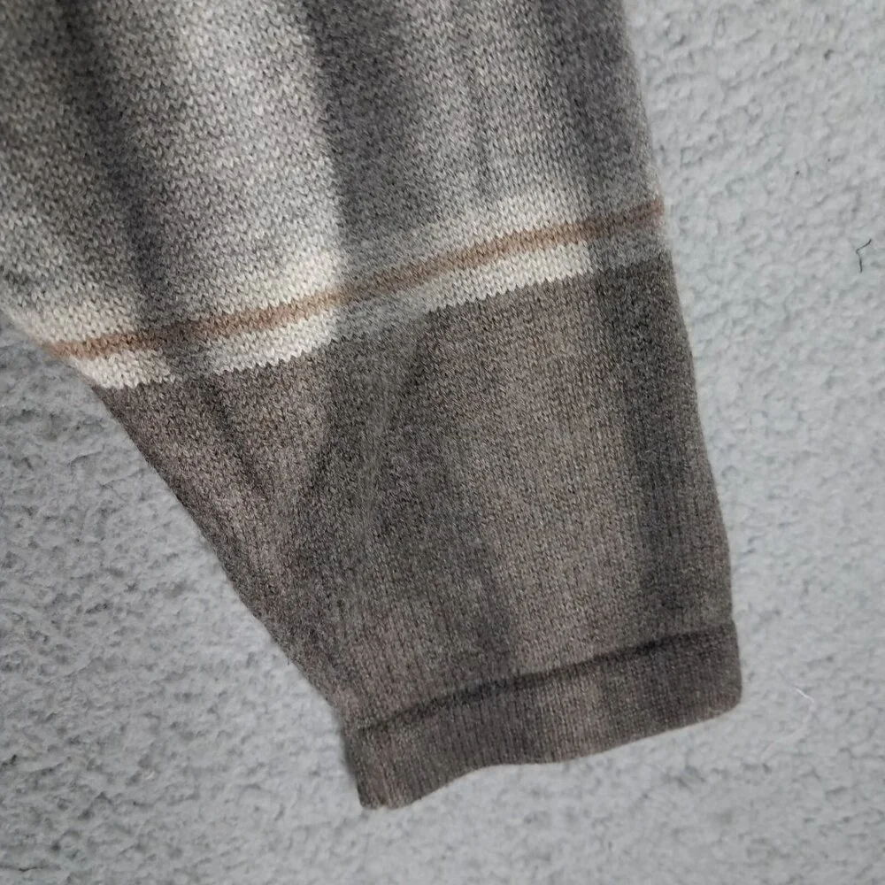 Hickey Freeman Sweater Adult XL Pullover Brown Striped Cotton Cashmere Blend Men